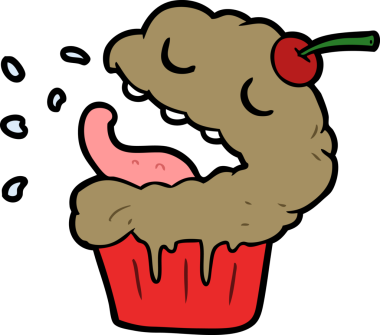 Bir insan tarafından çizilmiş komik bir kek.