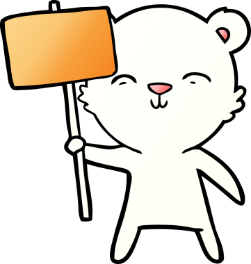 Bir insan tarafından çizilmiş protesto tabelalı kutup ayısı.