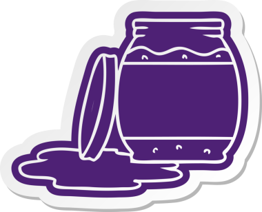 Bir insan tarafından çizilmiş çilek reçelinin karikatür etiketi.