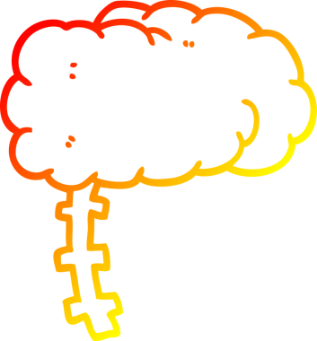 Bir insan tarafından çizilmiş karikatür beyninin sıcak gradyan çizimi