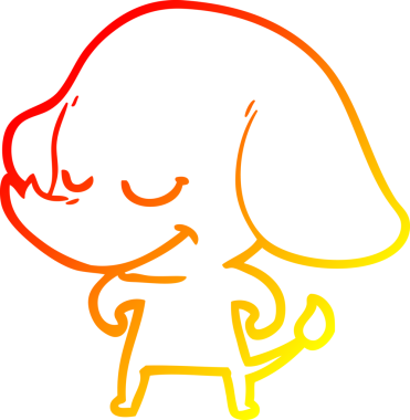 Bir insan tarafından çizilmiş gülümseyen bir filin sıcak çizgi çizimi