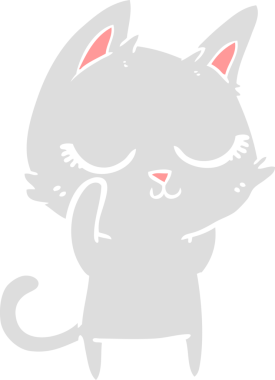 Bir insan tarafından çizilmiş düz renkli çizgi film kedisi