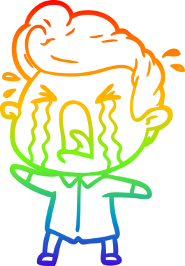 Bir insan tarafından çizilmiş ağlayan bir adamın çizdiği gökkuşağı gradyan çizgisi.