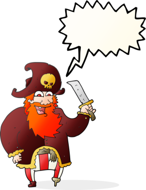 Bir insan tarafından çizilmiş serbest konuşma balonu karikatürü korsan kaptan