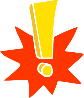 bir insan tarafından çizilmiş düz renk çizim karikatür ünlem işareti