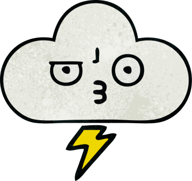 Bir insan tarafından çizilmiş bir gök gürültüsü bulutunun retro grunge desen çizimi