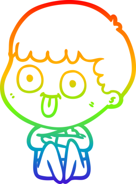 Gökkuşağı gradyan çizgi çizimi bir insan tarafından çizilmiş bir karikatür adam