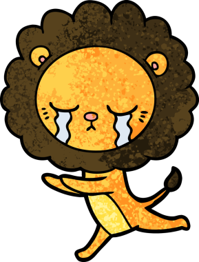 Bir insan tarafından çizilmiş ağlayan çizgi film aslanı.