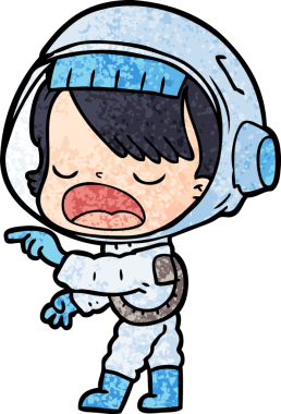 Bir insan tarafından çizilmiş astronot kadın.