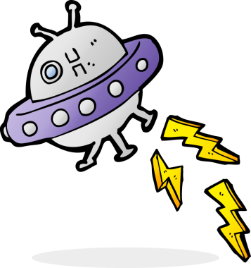 bir insan tarafından çizilmiş UFO çizgi filmi