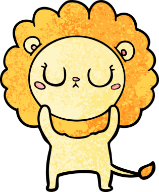 Bir insan tarafından çizilmiş çizgi film aslanı.