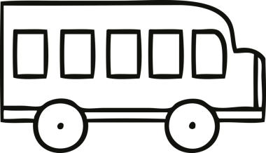 Bir insan tarafından çizilmiş okul otobüsünün çizgi çizimi.