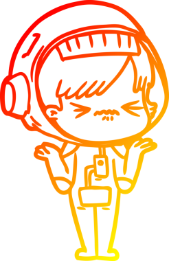 Bir insan tarafından çizilmiş bir astronot kadın çizgi çizimi.