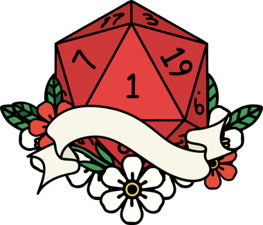 Retro Dövme Biçimi Doğal Bir d20 zar bir insan tarafından çizildi