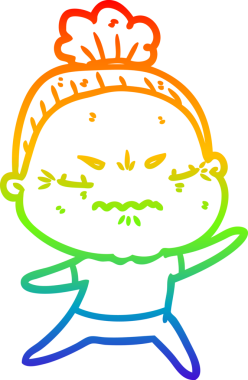 Gökkuşağı gradyan çizgi çizimi bir insan tarafından çizilmiş yaşlı bir kadın tarafından rahatsız edildi