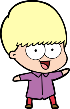 Bir insan tarafından çizilmiş mutlu çizgi film çocuğu.