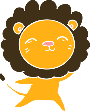 Bir insan tarafından çizilmiş düz renkli çizgi film aslanı