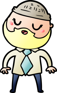 Bir insan tarafından çizilmiş sakallı sevimli bir çizgi film adamı.