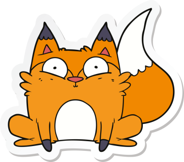 Bir insan tarafından çizilmiş tilki ürküten bir çizgi film çıkartması.