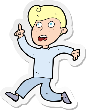 Bir insan tarafından çizilen panikleyen bir çizgi film çocuğunun çıkartması.