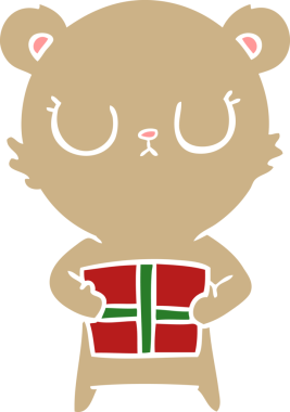 Huzurlu düz renkli çizgi film ayısı bir insan tarafından çizilmiş.