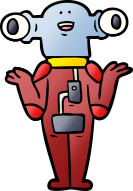 Bir insan tarafından çizilmiş dost canlısı uzaylı omuz silkme