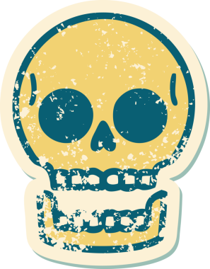 Bir insan tarafından çizilmiş bir kafatasının sembolik dövmeli görüntüsü.