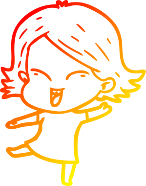 Bir insan tarafından çizilmiş mutlu bir çizgi film kızı çizimi