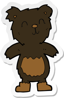 Bir insan tarafından çizilmiş bir oyuncak ayının çıkartması.