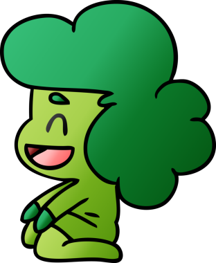 Bir insan tarafından çizilmiş kawaii uzaylı bir kızın gradyan çizimi