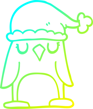 Soğuk gradyan çizgisi bir insan tarafından çizilmiş bir karikatür noel pengueni.