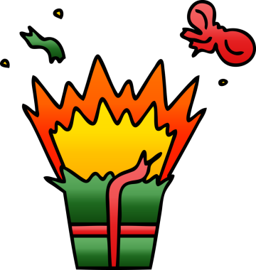 bir insan tarafından çizilmiş patlayıcı bir hediyenin gölgeli çizimi