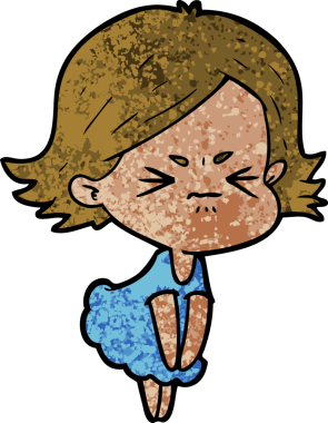 Bir insan tarafından çizilmiş kızgın bir kadın.