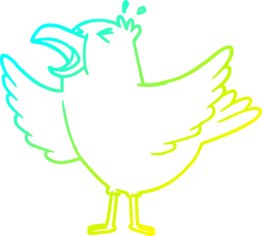 Bir insan tarafından çizilmiş soğuk çizgi çizgi film kuşunun ciyaklaması