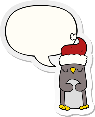 Bir insan tarafından çizilmiş konuşma balonu etiketli bir penguen çizgi filmi.