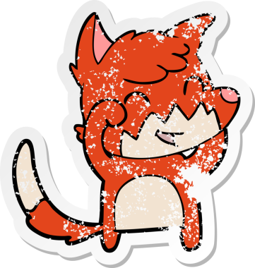 Bir insan tarafından çizilmiş mutlu bir tilkinin sıkıntılı çıkartması.