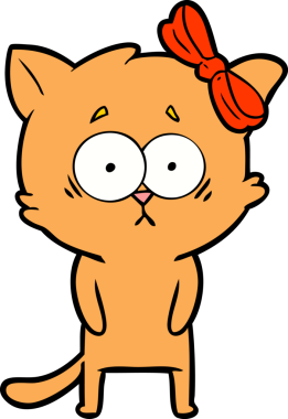 Bir insan tarafından çizilmiş çizgi film kedisi.