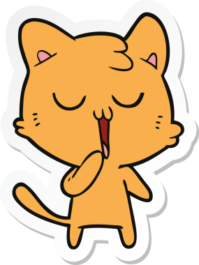 Bir insan tarafından çizilmiş çizgi film kedisinin çıkartması.