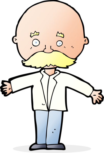 Bir insan tarafından çizilmiş açık kollu kel bir adam.