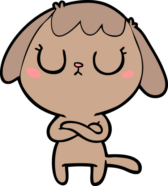 Bir insan tarafından çizilmiş şirin bir çizgi film köpeği.