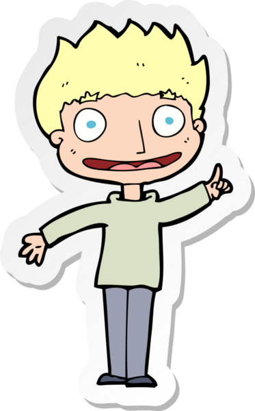 Bir insan tarafından çizilmiş mutlu bir çocuğun çıkartması.