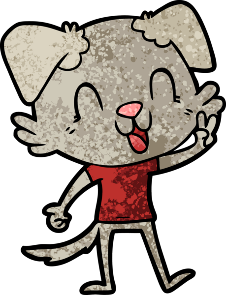 Bir insan tarafından çizilmiş gülen çizgi film köpeği.