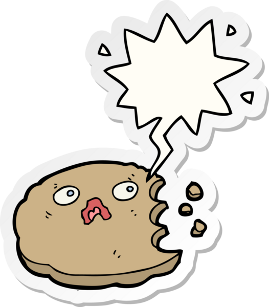 Bir insan tarafından çizilmiş konuşma balonu etiketli çizgi film kurabiyesi.