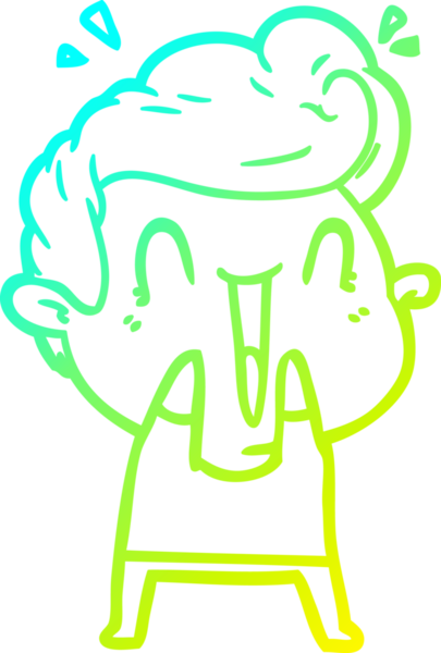 Bir çizgi film çizen soğuk gradyalı mutlu bir adam bir insan tarafından çizilmiş.