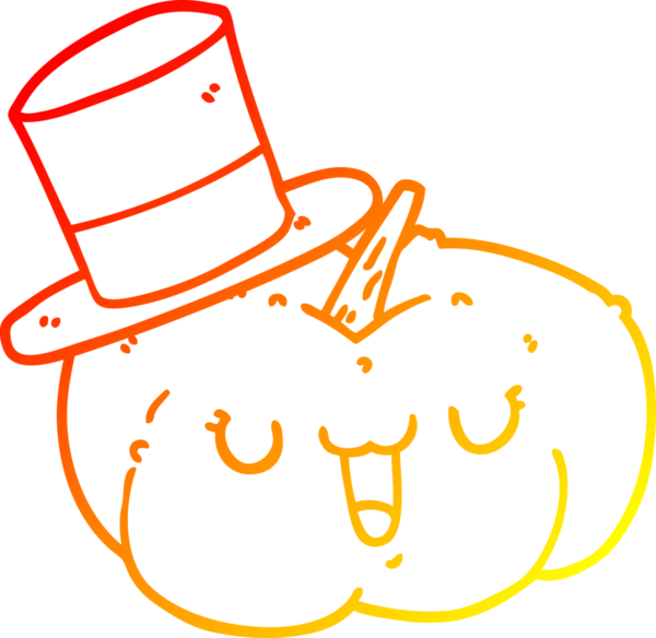 Bir insanın çizdiği şapkayı takan bir balkabağı çizgi çizimi.