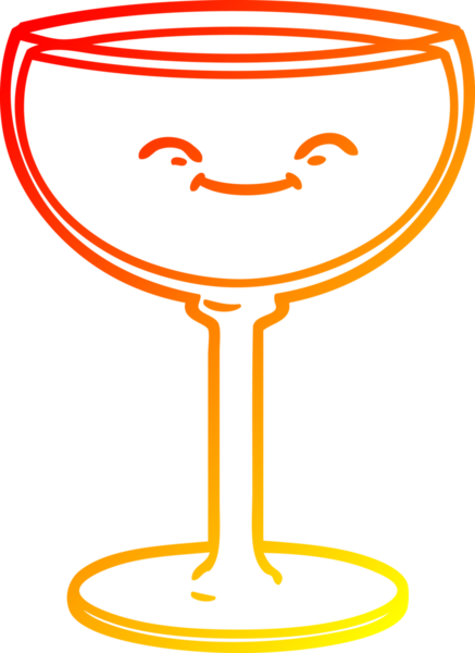 Bir insan tarafından çizilmiş bir bardak şarabın sıcak gradyan çizgisi