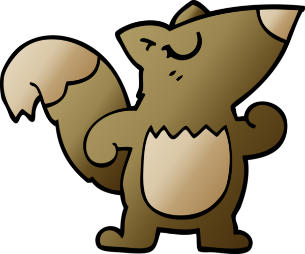 Bir insan tarafından çizilmiş kendine güvenen bir sincap.