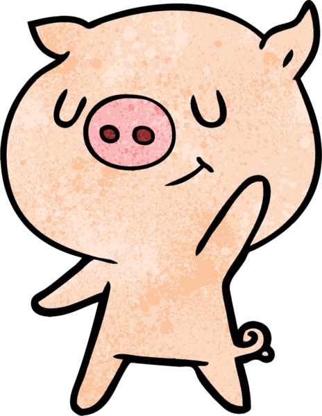 Bir insan tarafından çizilmiş mutlu domuz çizimi.