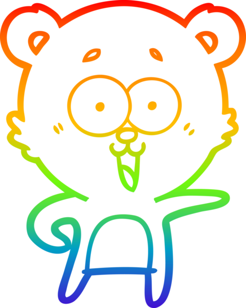 Bir insan tarafından çizilmiş gülen oyuncak ayının çizdiği gökkuşağı gradyan çizgisi.