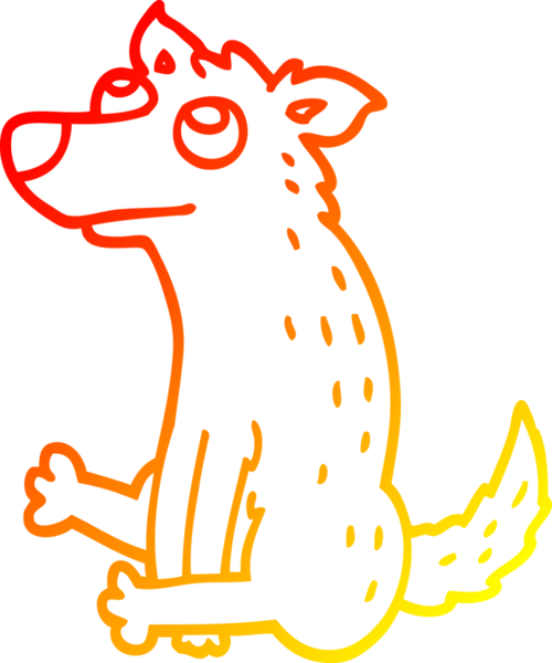 Bir insan tarafından çizilmiş çizgi film köpeğinin sıcak çizgi çizimi